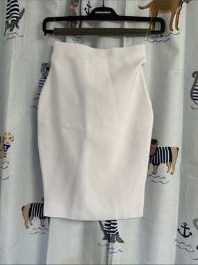 Jutfun White High-Waist Pencil Skirt